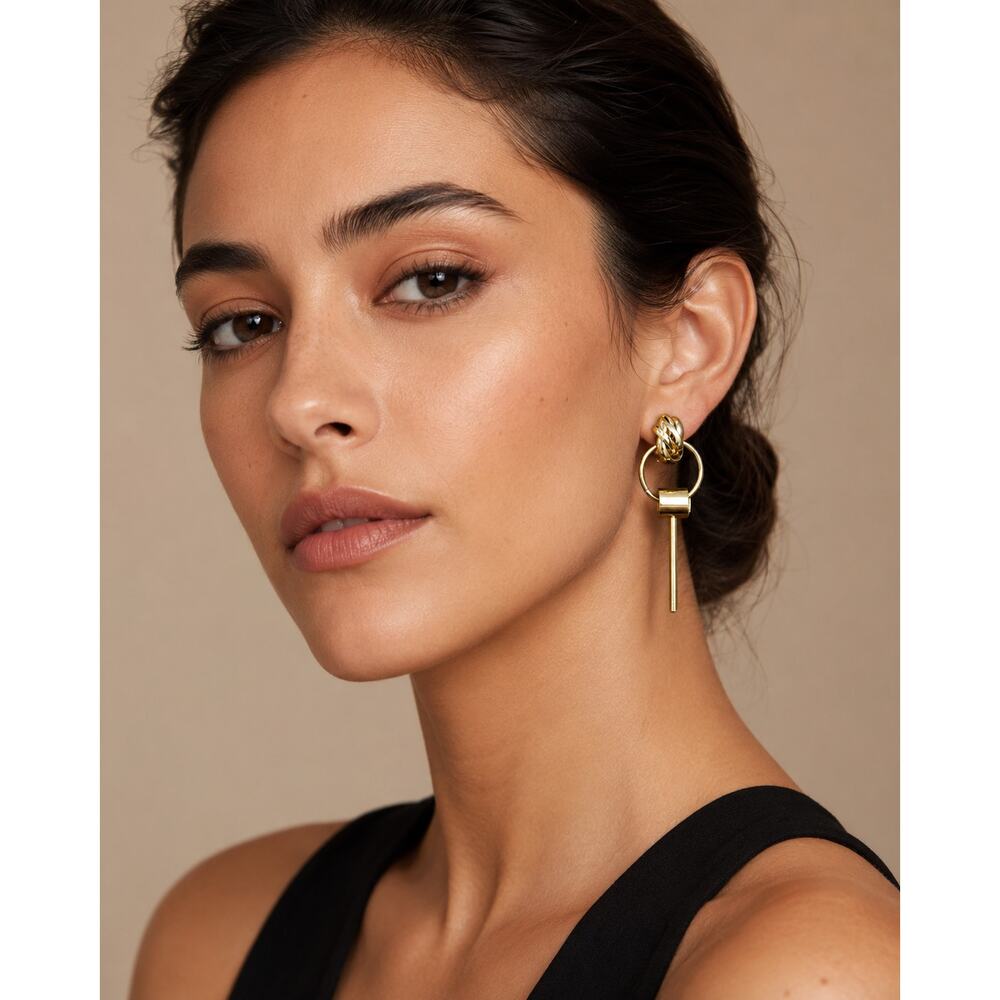 Gold Geometric Statement Earrings | Modern Dangle Earrings